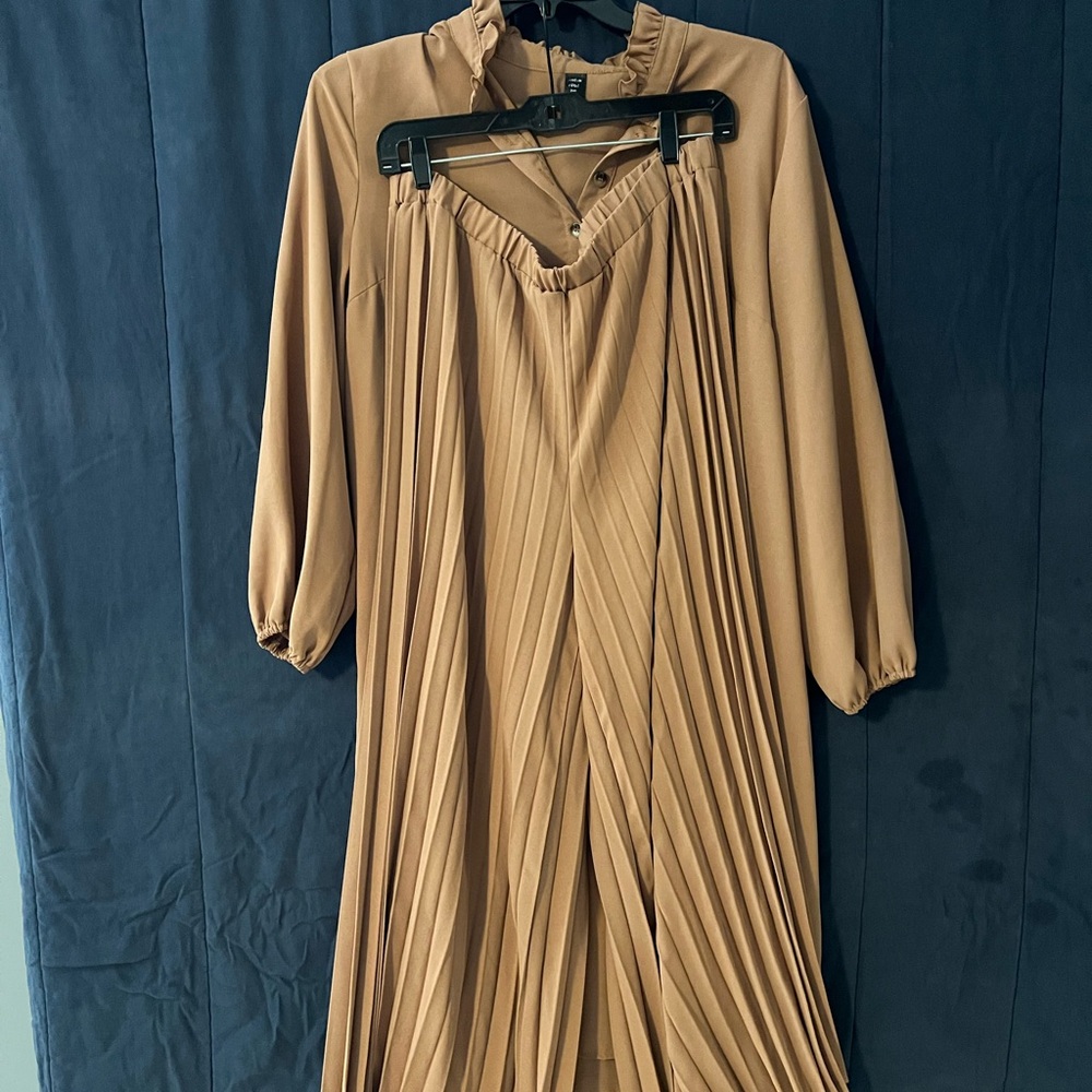 SHEIN Brown Pleated Pantsuit
